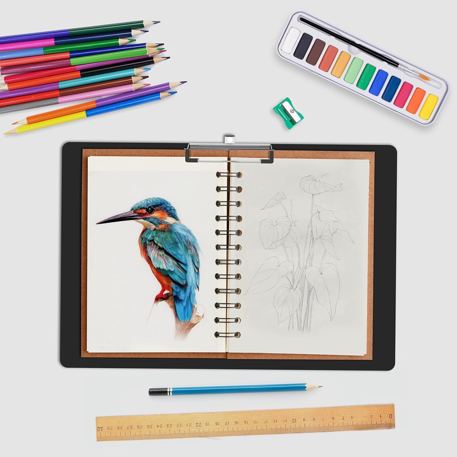 Extra Large 11x17 Clipboards, Plastic Black Drawing Boards, Horizontal Clip Board, Landscape Layout. Suitable for Watercolor, Sketching, Painting. Art & Drafting Supply(Pack of 6)