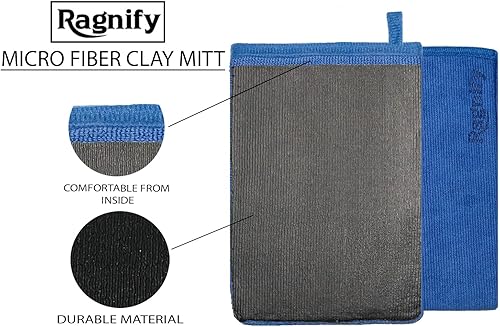 Miniatura 3 de Paquete de 2 manoplas de arcilla para detalles automáticos de grado medio para eliminación impecable de microcontaminantes en la superficie (azul)