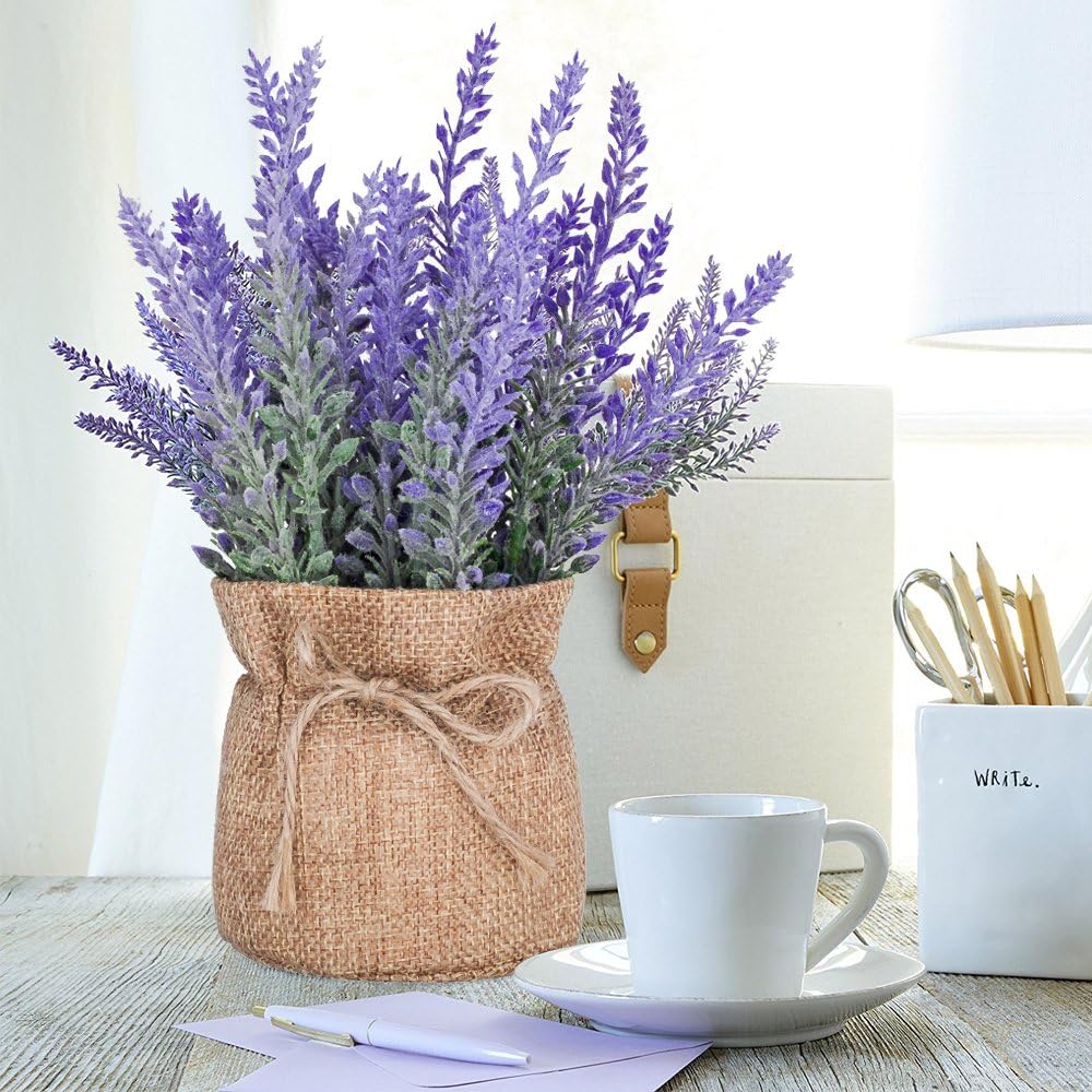 Burlap Potted Lavender Flowers