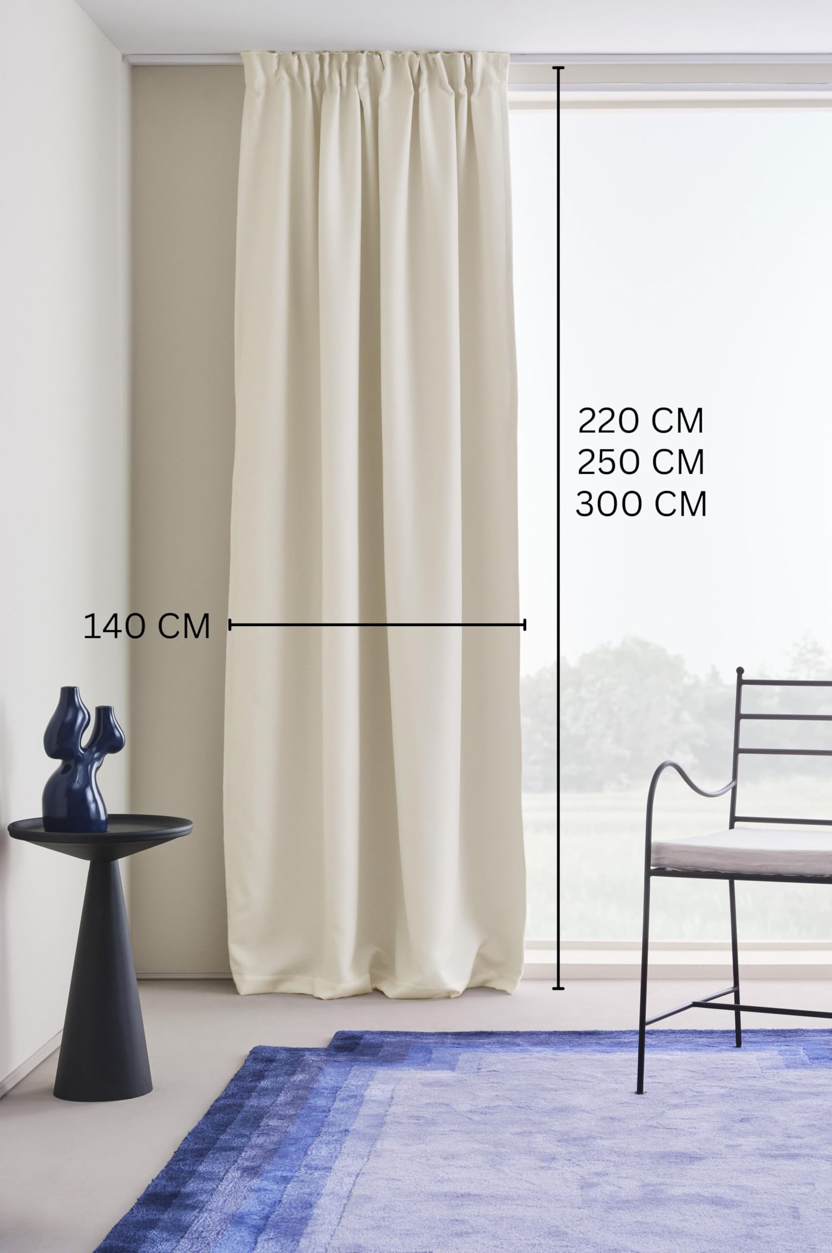 JOTEX Shadow Verdunkelungsvorhang mit Multifunktionsband (1er-Pack), Off-White Cremefarben Gardine, 140 x 250 cm