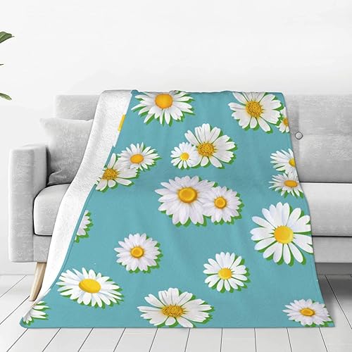 Miniatura 2 de Manta suave y cálida de flores de margaritas, manta de cama ligera de franela de forro polar, regalo para niñas, niños, hombres y mujeres, silla,