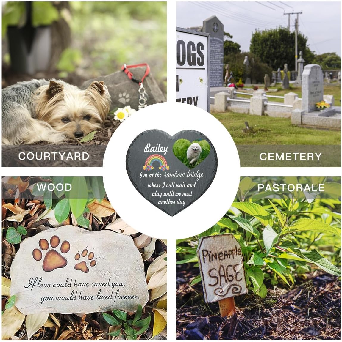 Pet Memorial Stone, Rainbow Bridge Garden Stone Dog Memorial, Heart Shaped Pet Grave Marker Headstone, Personalized Pet Memorial Gift, Loss of Dog Cat Sympathy Gift