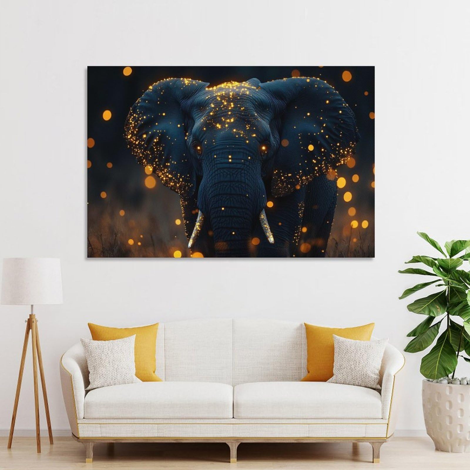 Junmoney Decorative Wall Artwork Elephant with Glowing Lights, 24x36inch(60x90cm), for Corridors, Hallways Or Apartment Entries, Wall Decor to Refresh Empty Corners