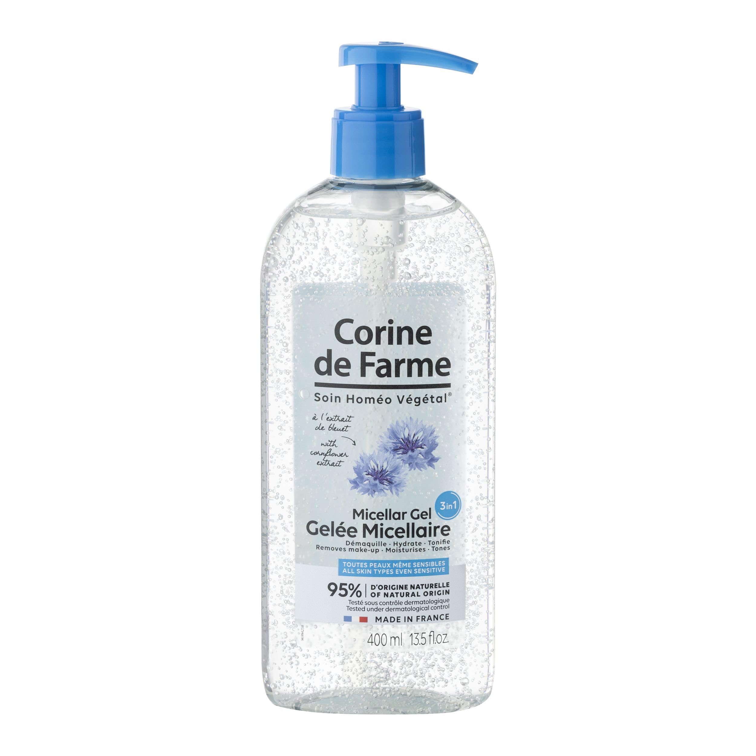 Corine de Farme - Gelée Micellaire 3 en 1 Démaquillante Visage, Yeux et Lèvres - Hydrate et Apaise - 95% d'Ingrédients d’Origine Naturelle - 400 ml