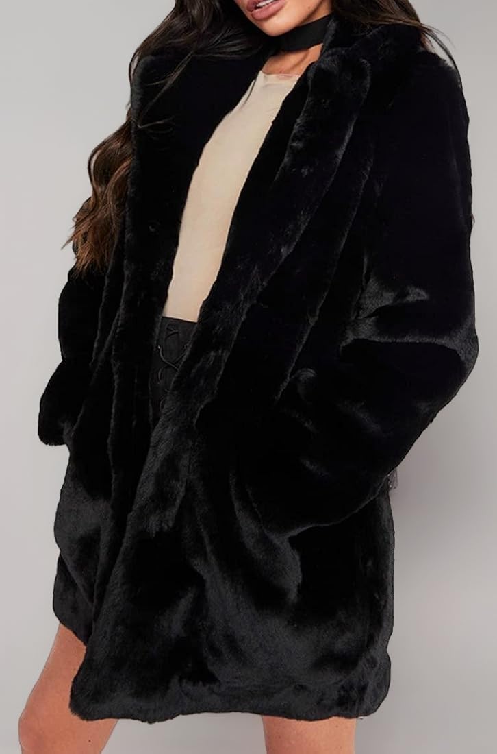 Buy TOPONSKY Womens Winter Warm Lapel Faux Fur Fuzzy Coat Jacket