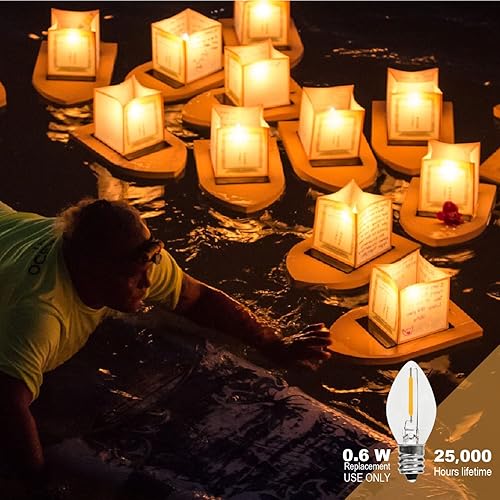 Miniatura 3 de C7 0.6W 2700K con bombilla LED estándar E12 Candelabro, luz nocturna de repuesto, paquete de 6