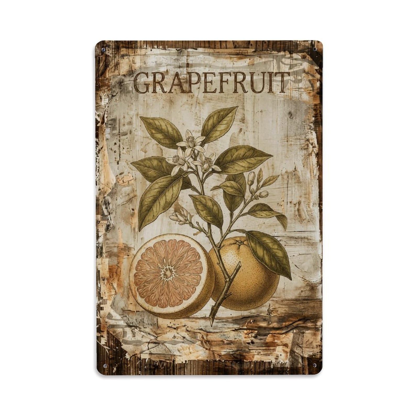 Fqnyr Style Grapefruit Citrus Fruit Metal Tin Sign Plaque Wall Decor For Cafe, Club Bar, Office, Home Garden Metal Poster 8X12inch