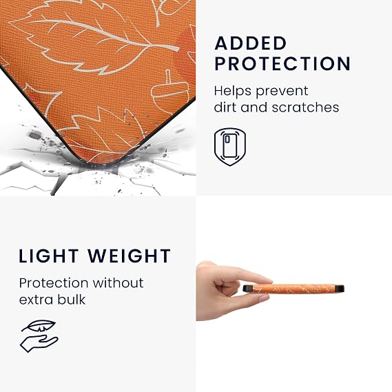 kwmobile Case Compatible with Kobo Clara 2E / Tolino Shine 4 Case - eReader Cover - Autumn White/Orange/Brown