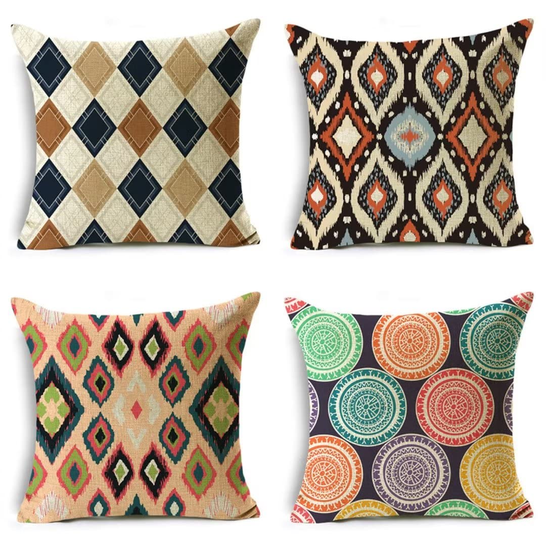 Housse coussin 40x40 boheme lin lot de 4 pour renover un canape fatigue deco salon
