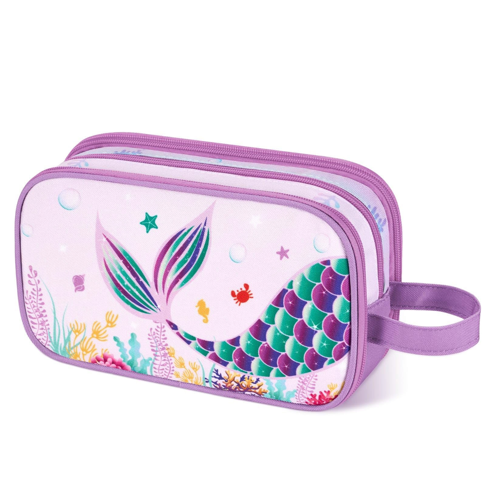 Mermaid Toiletry Bag - Kids Toiletry Bag for Girls Christmas Birthday Gift Camping Travel Toiletry Case Toiletries Makeup Cosmetic Pouch Pink