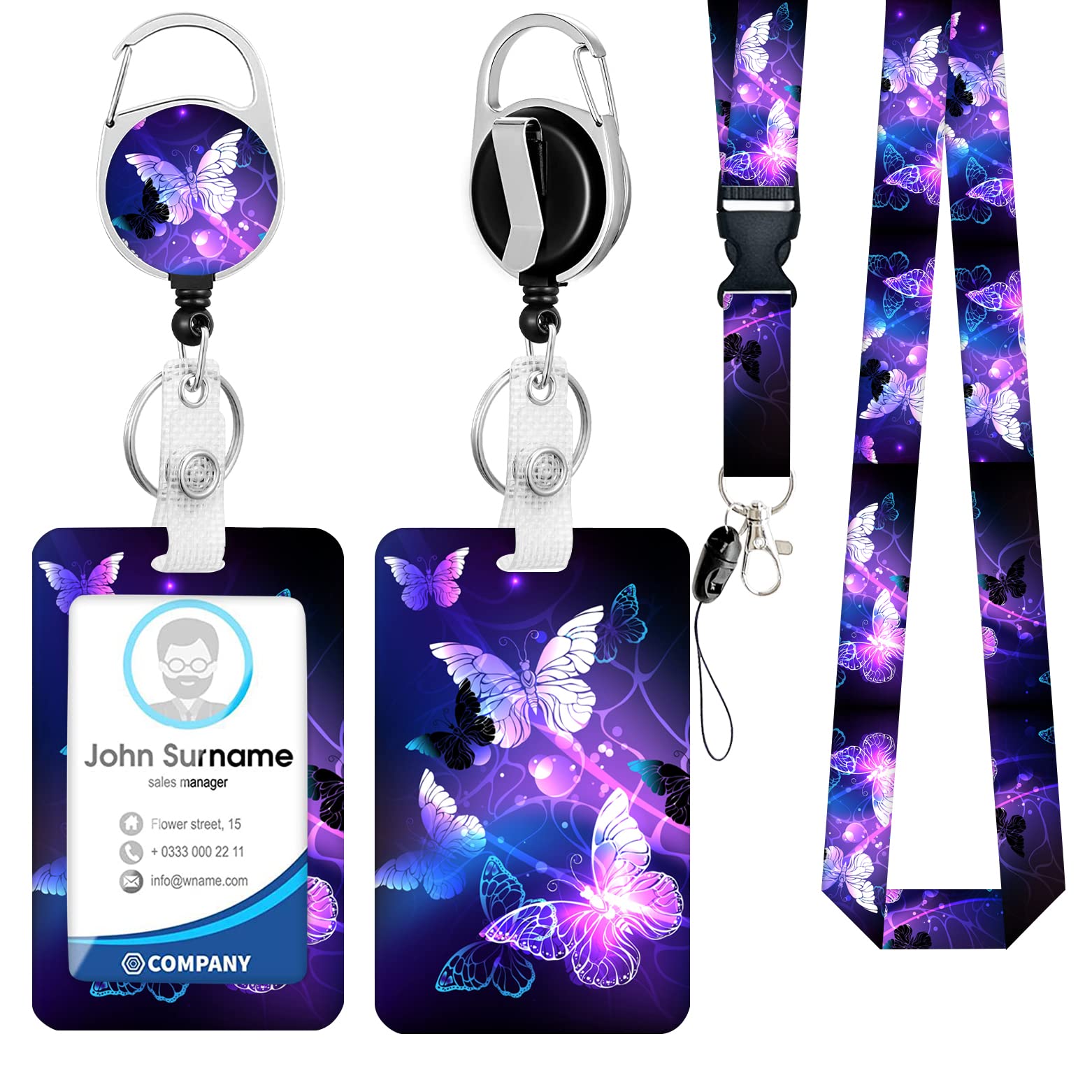YACUME ID Badge Holder with Lanyard and Retractable Badge Reel Clip, Card Name Tag Lanyard Vertical ID Protector Bage Clips for Nurse Nursing Doctor