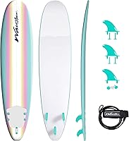 Wavestorm 8ft Classic Soft Top Foam Surfboard - Beginner Longboard with EPS Core, Fins & Leash