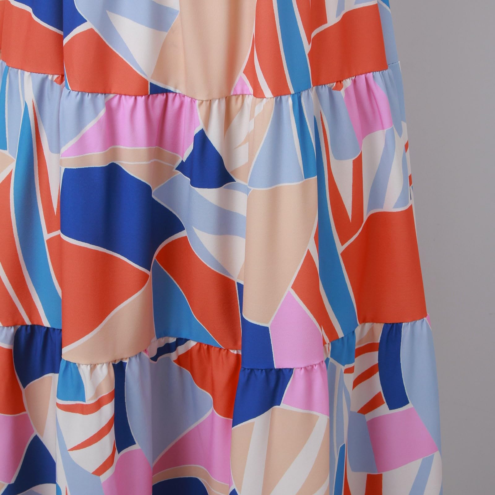 Robe Longue d'été bohème à Bretelles Spaghetti et col carré à Volants pour Femme - Version Grande