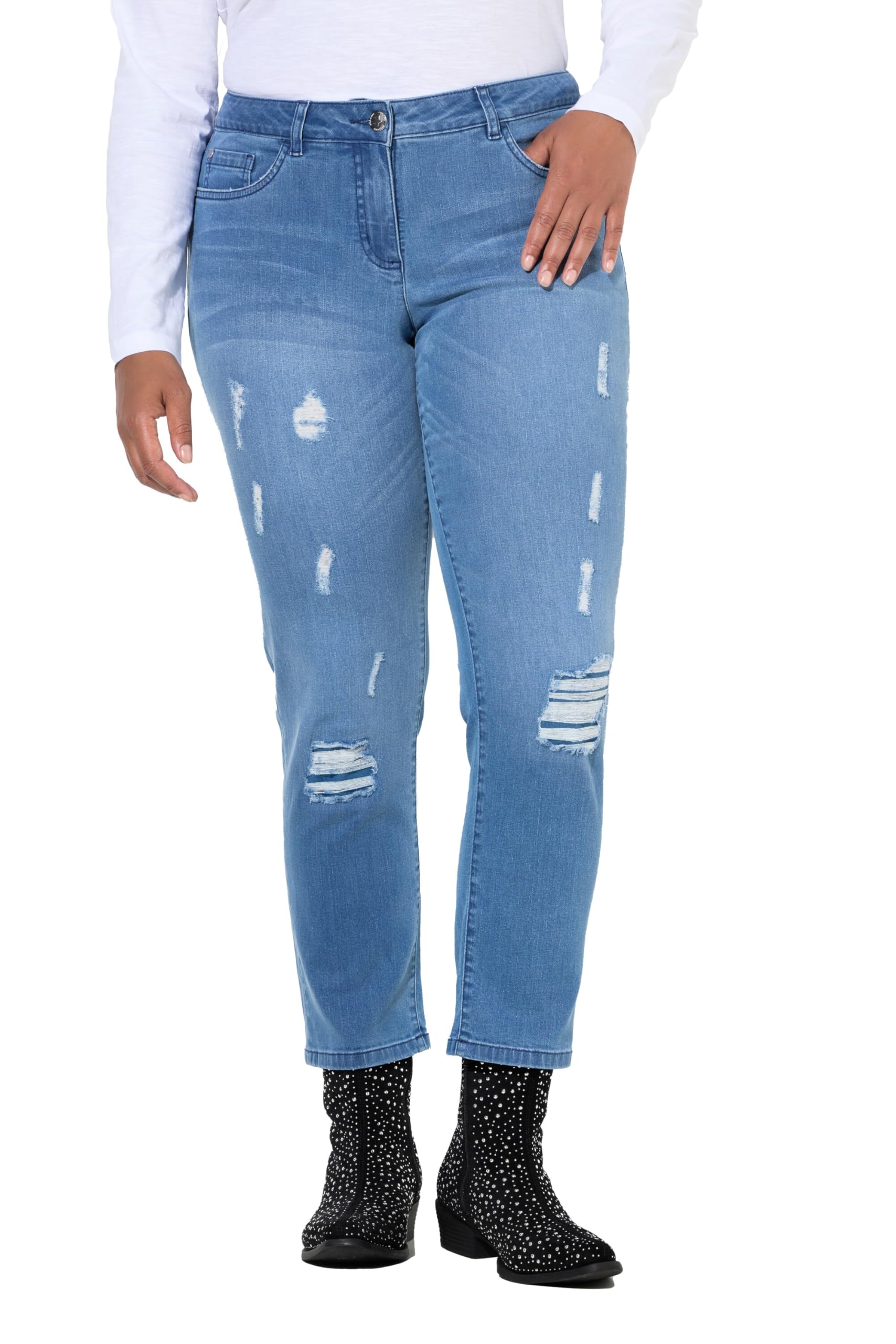 Angel of Style Damen große Größen Übergrößen Plus Size Jeans, Straight Fit, Destroy-Effekte, 5-Pocket 846890