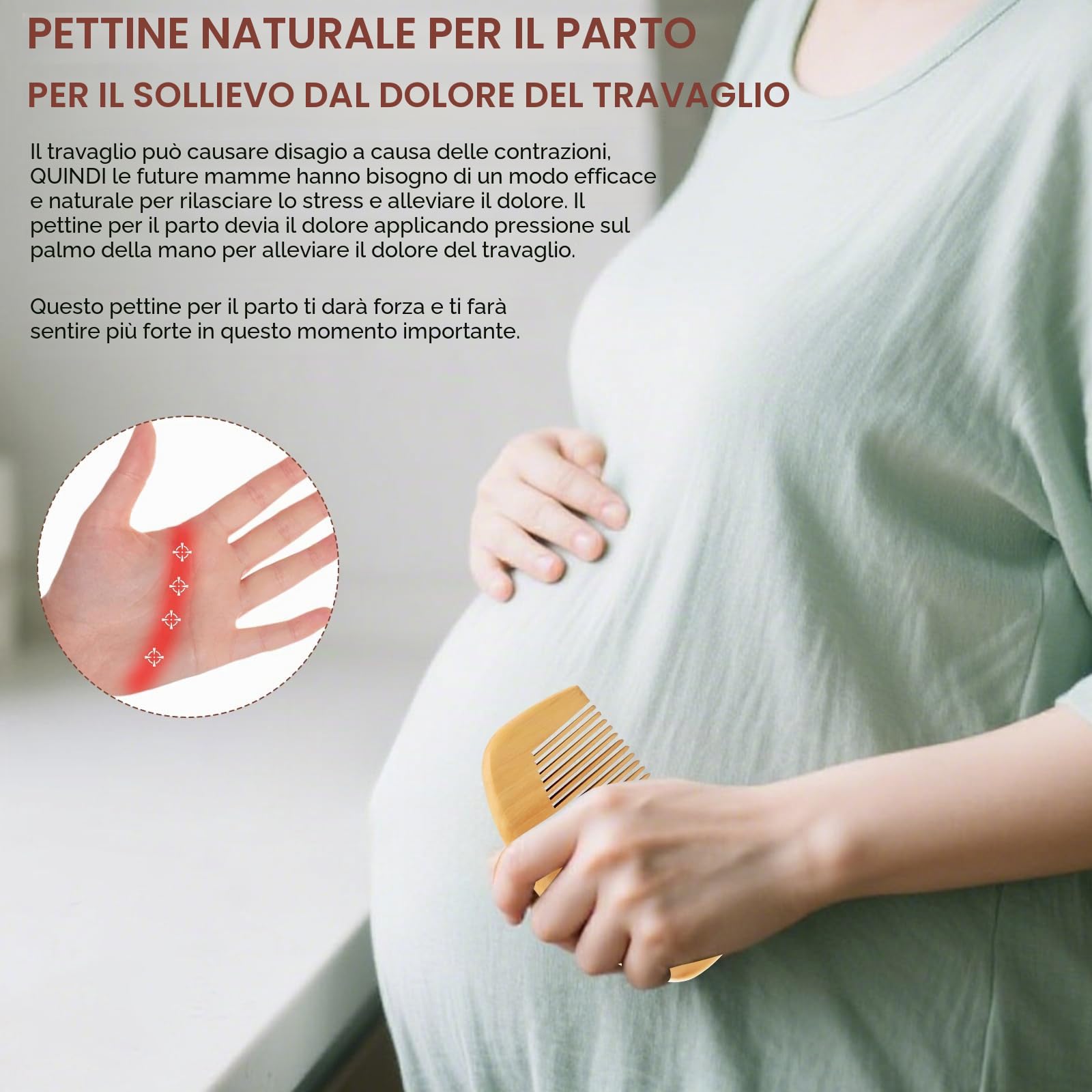 Start Makers Pettine da Parto & Pettine in Legno, Doppia Funzione per Travaglio e Capelli, Regalo Originale per Donna Incinta, Ideale per Ospedale e Dopo Parto