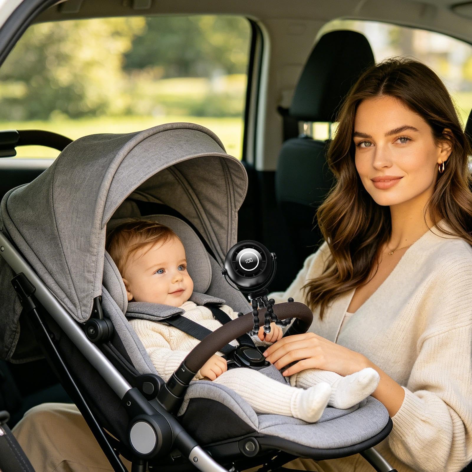 Générique Ventilatore Passeggino | Silenzioso rinfrescante con notturne | Raffreddamento portatile a batterie,Per seggiolino auto bambino tapis roulant casa viaggio campeggio picnic