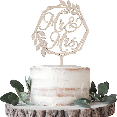 1 pieza de decoración de pastel de madera Mr & Mrs para amantes de los árboles de montaña, perro, novio y novia, para boda, compromiso, despedida de