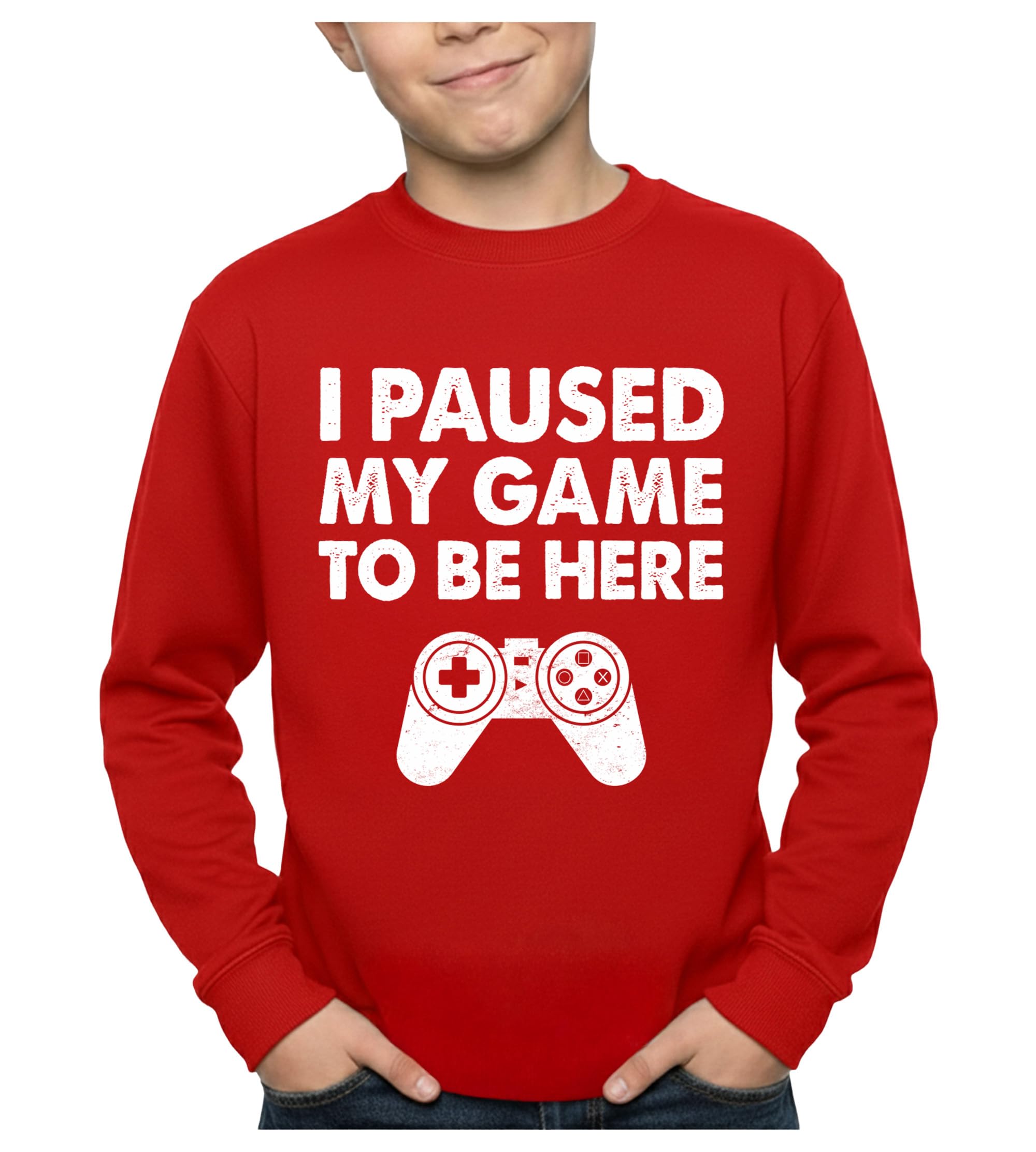 Tstars I Paused My Game to Be Here Sweater - Funny Gamer Long Sleeve Shirt for Boys and Girls - Youth Gaming Gift