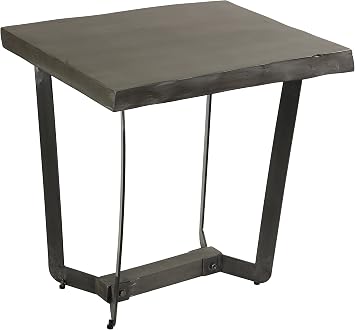 Bare Decor Ontario Live Edge End Table in Solid Acacia Wood, Gray Stain