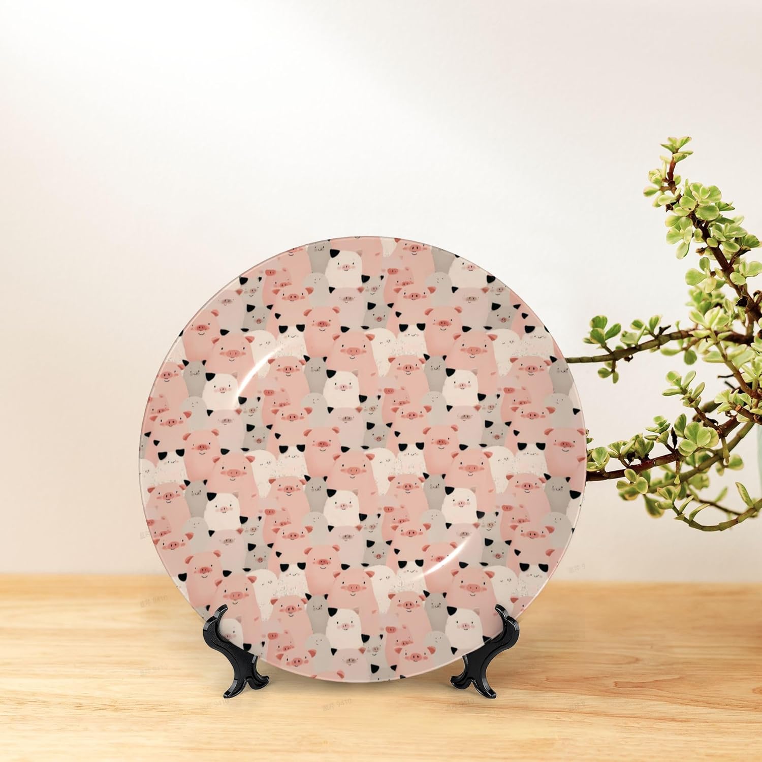 Decorative Plate Ceramic Plate for Wall Hanging 10in Accent Plate for Office Living Room Hallway Table Decor - Cute Pig1