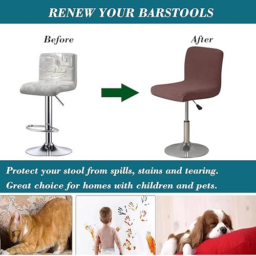 Miniatura 5 de Fundas para taburetes de bar con respaldo, paquete de 4 fundas elásticas para taburetes de bar, fundas de taburete de bar jacquard, fundas para