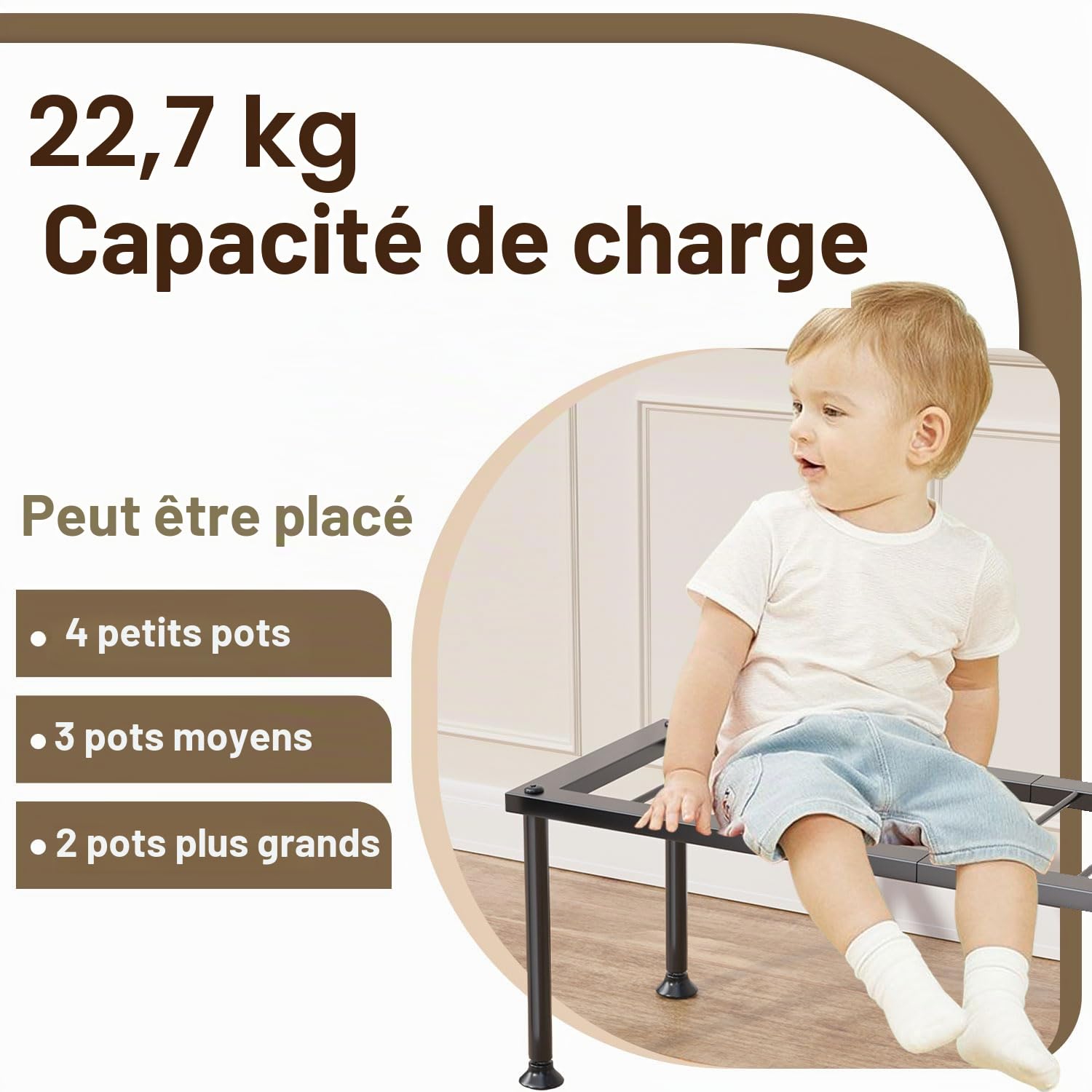 Josmimic Support pour plantes à 1 niveau : support échelle pour pot de fleurs – Support de pot de fleurs en métal robuste pour salon, terrasse, jardin, coin balcon et cour