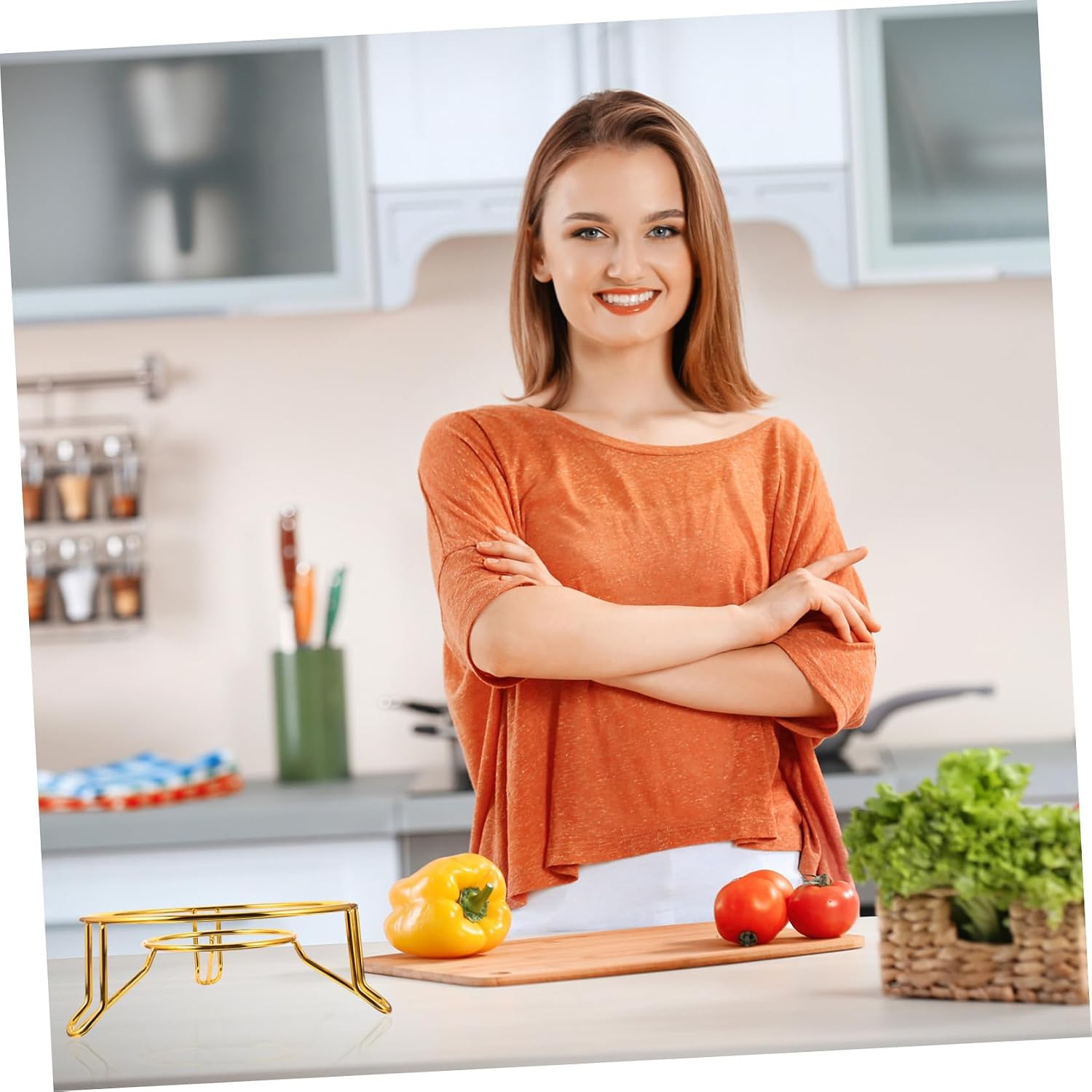 Heat-proof Alloy Pot Rack Kitchen Storage Stand Metal Pan Holder Heat Insulated Hot Pot Organizer for Cookware Organization