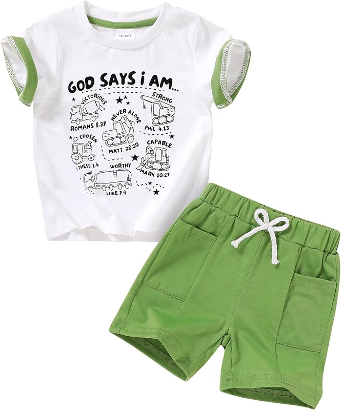 YOUNGER TREE Toddler Baby Boy Summer Clothes Dinosaur T-Shirt and Shorts Boy Outfits 12 Months to 4T