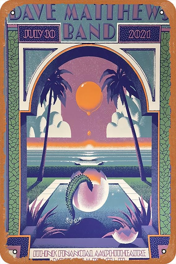 Oedrtqi Dave Matthews Band - 2021 poster West Palm Beach, FL 7/30 Metal Tin Signs Home Bar Man Cave Vintage Wall Decor Funny Gifts 12 X 8 Inches