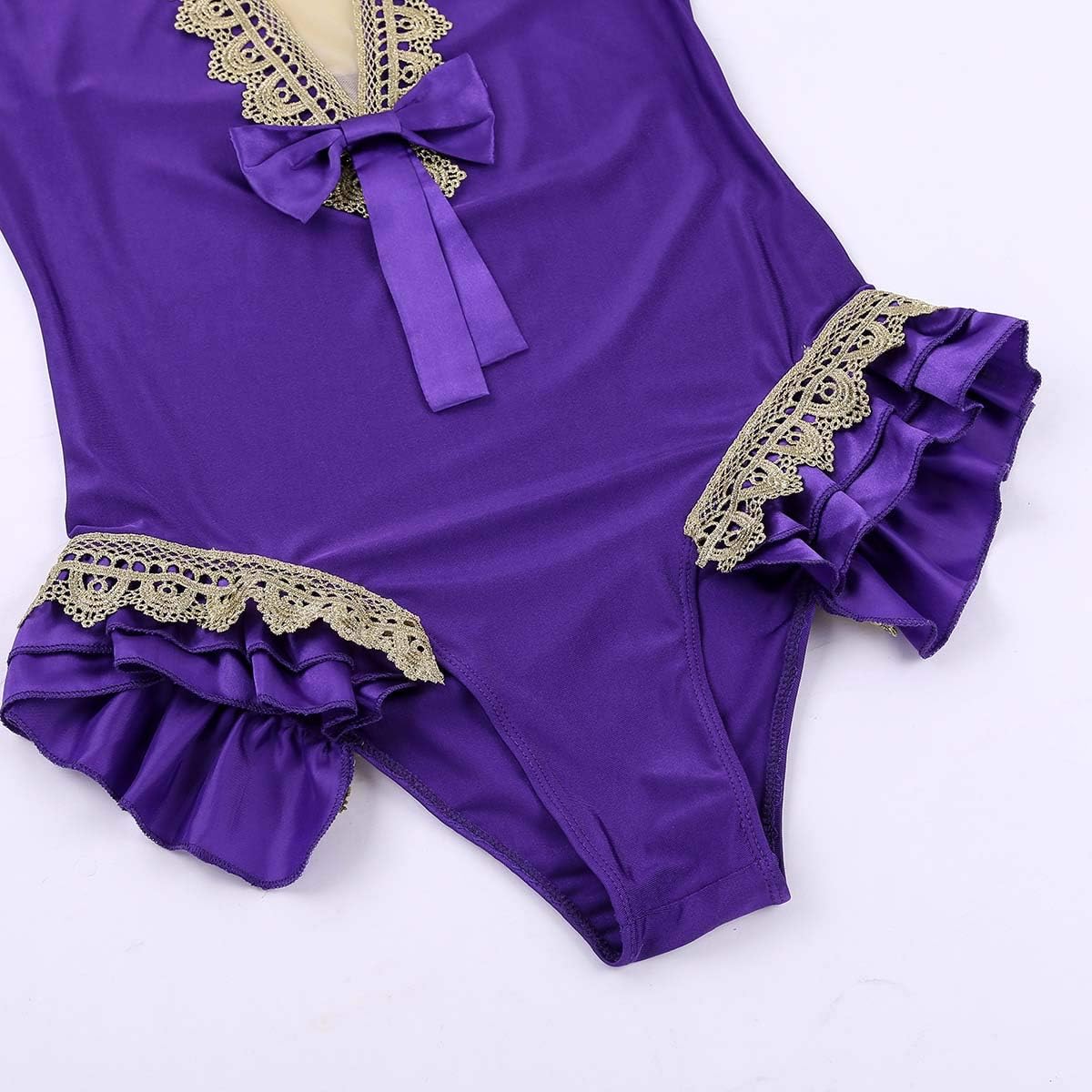iEFiEL Purple Women Princess Costume Leotard Bodysuit with Cape Top for Halloween Cosplay Party