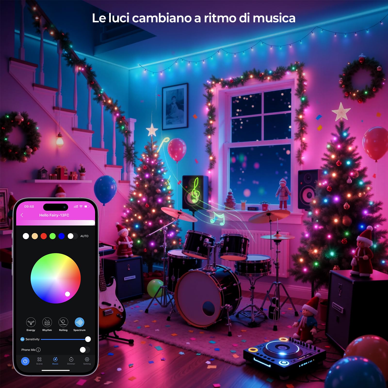 YAYZA! Luci Albero di Natale Smart 20m, 200 LED Luci Natalizie, 16M di Colori RGB, Controllo tramite App & Telecomando, per Interni ed Esterni IP44, Ideale per Albero di Natale, Feste e Decorazioni