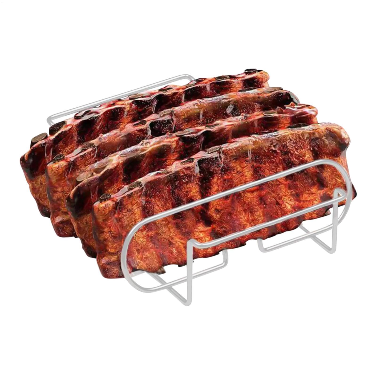Supporto per Costine da Griglia Portabistecca Accessorio BBQ Lavabile In | Rack per BBQ in Acciaio al Carbonio Per Preparazione, Riposo, Arrostitura, Cottura Al Forno, Cottura, Cucin