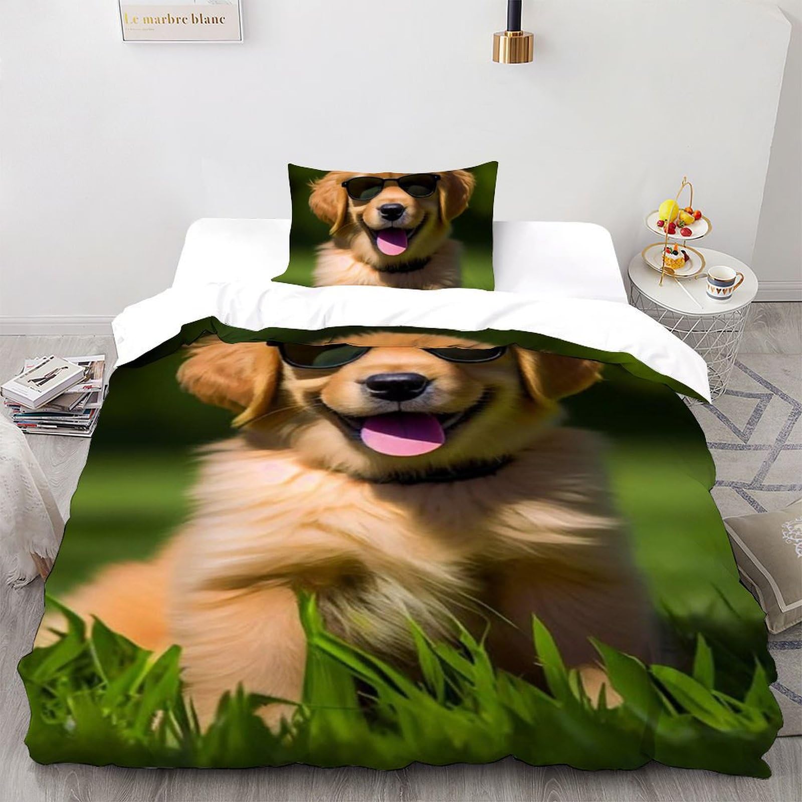 Housse de couette chiots 135x200 microfibre hypoallergénique lit enfant