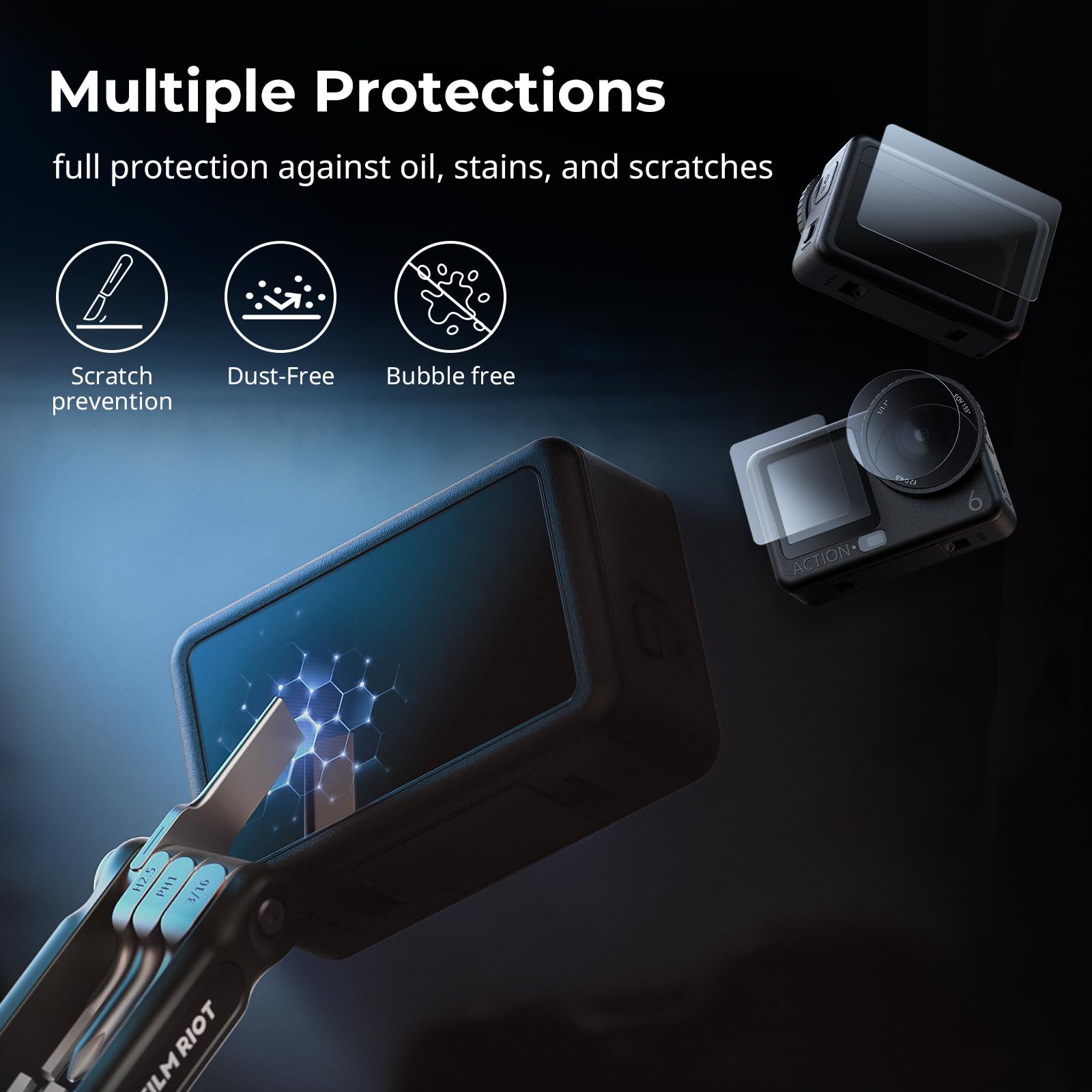 SMALLRIG Kit Proteggi Schermo in Vetro Temperato per DJI OSMO Action 6 5892