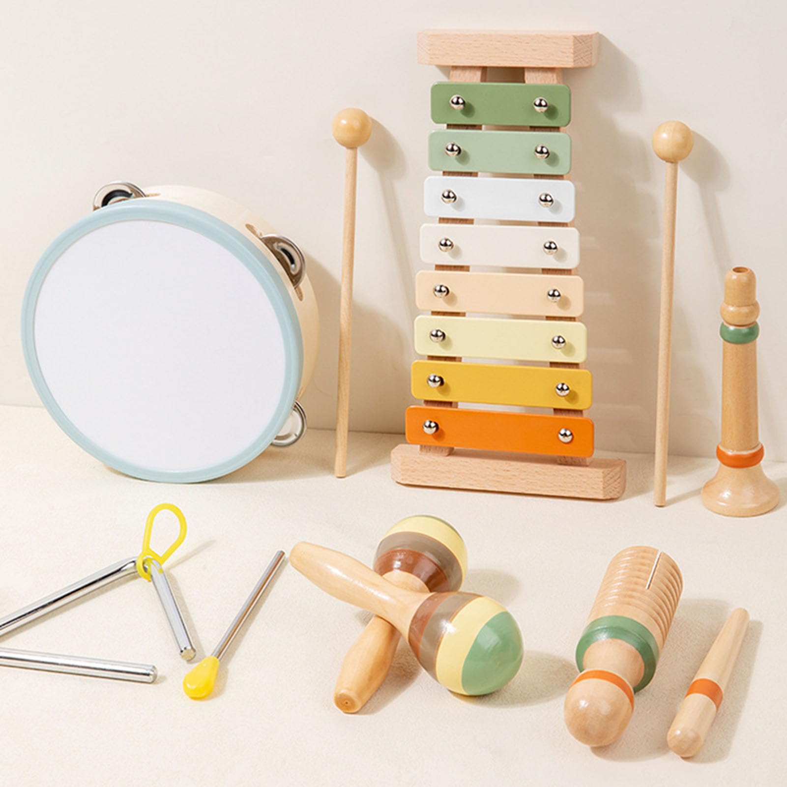 Drewniany zestaw instrumentów muzycznych Orffa, zabawka perkusyjna Montessori dla maluchów, edukacyjny zestaw muzyczny