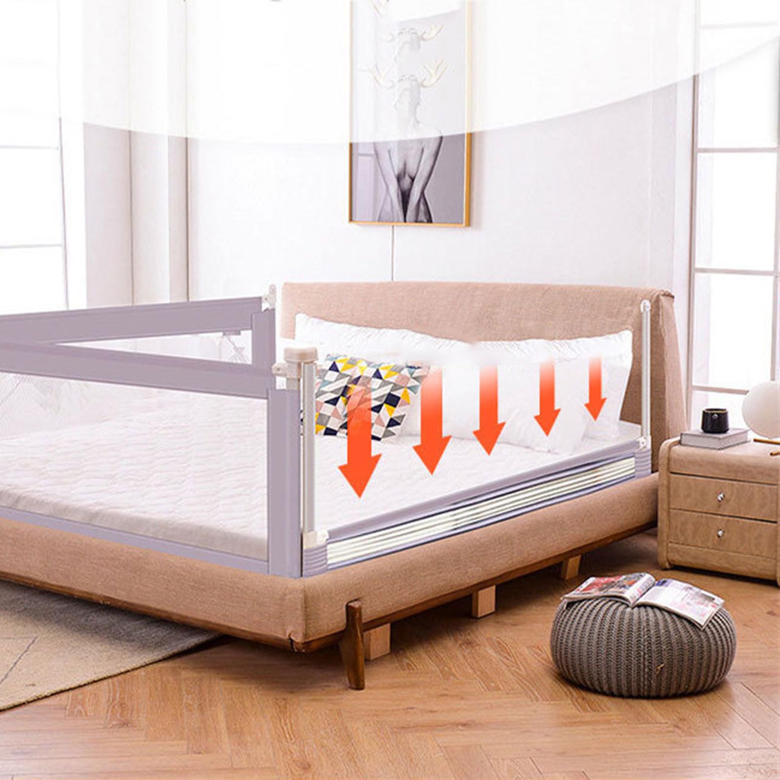 Barandillas de Cama para niños pequeños, barandilla de Cama Ajustable en Altura Mejorada, barandillas de Seguridad para Cama Infantil de 1 Lado, Especialmente diseñadas para Camas