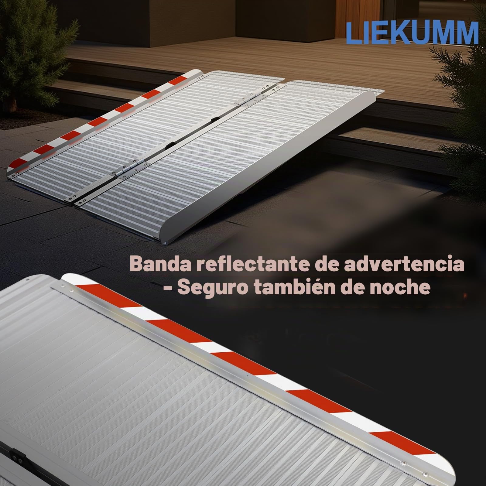 LIEKUMM Rampas para Sillas de Ruedas Plegable, 61 cm con Capacidad de Carga de 300 kg Rampa para Sillas de Ruedas, Rampa de Aluminio para Sillas de Ruedas, Escalones, Bordillos y Cochecitos de Niños