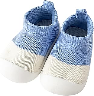 Sapatos de lazer infantis para meninos e meninas com sola macia respirável sem cadarço sapatos esportivos meias sapatos infantil menino tênis (azul claro, 0-6 meses)