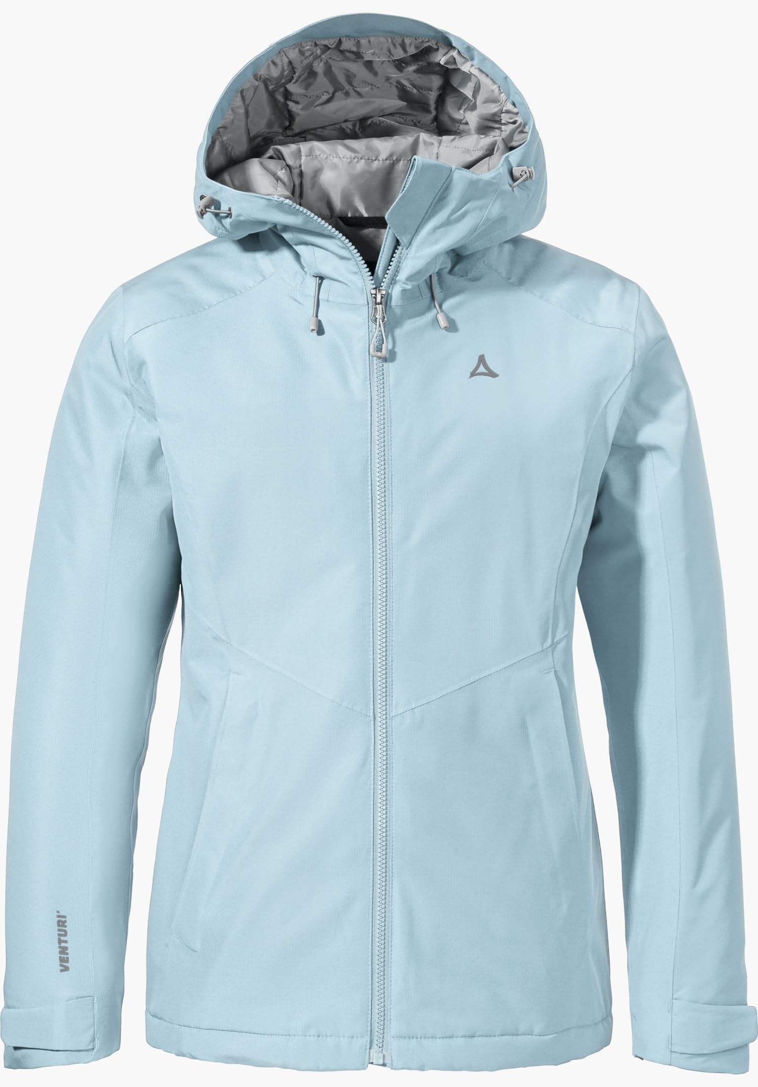 Schöffel Damen Ins Jacket Style Wildkar WMS, wetterfeste, wärmende Outdoorjacke mit 2-Wege-Stretch, atmungsaktiver, wasserdichter Anorak mit verstellbarer Kapuze, airy blue, 34