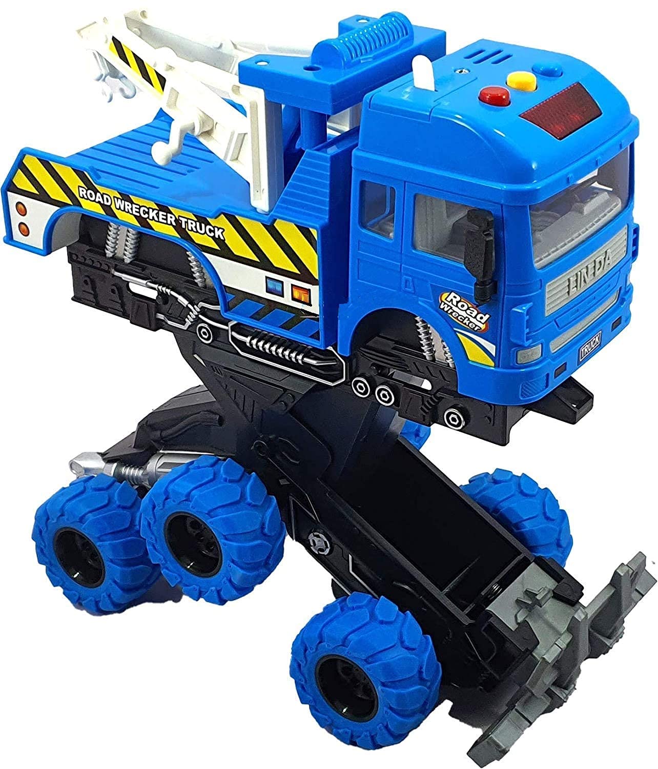 KRIREEN Heavy Deformation Truck Construction Friction Power Push and Go with 6 Wheel Toy for Kids with Sound and Lights, Best Gift for Birthday (Multicolour), (Pack of 1) (Tow Truck) 2
