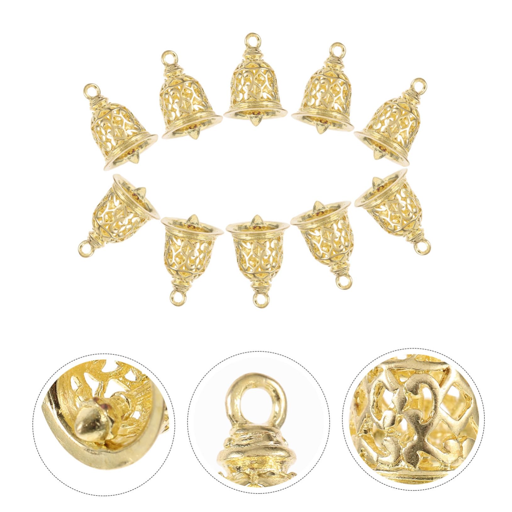 Anneome 50pezzi Campane Decorative Ottone Pendenti per Borse e Accessori Fai da Te Campane Vuote Ottone Dorato Decorazioni per Natale e Artigianato