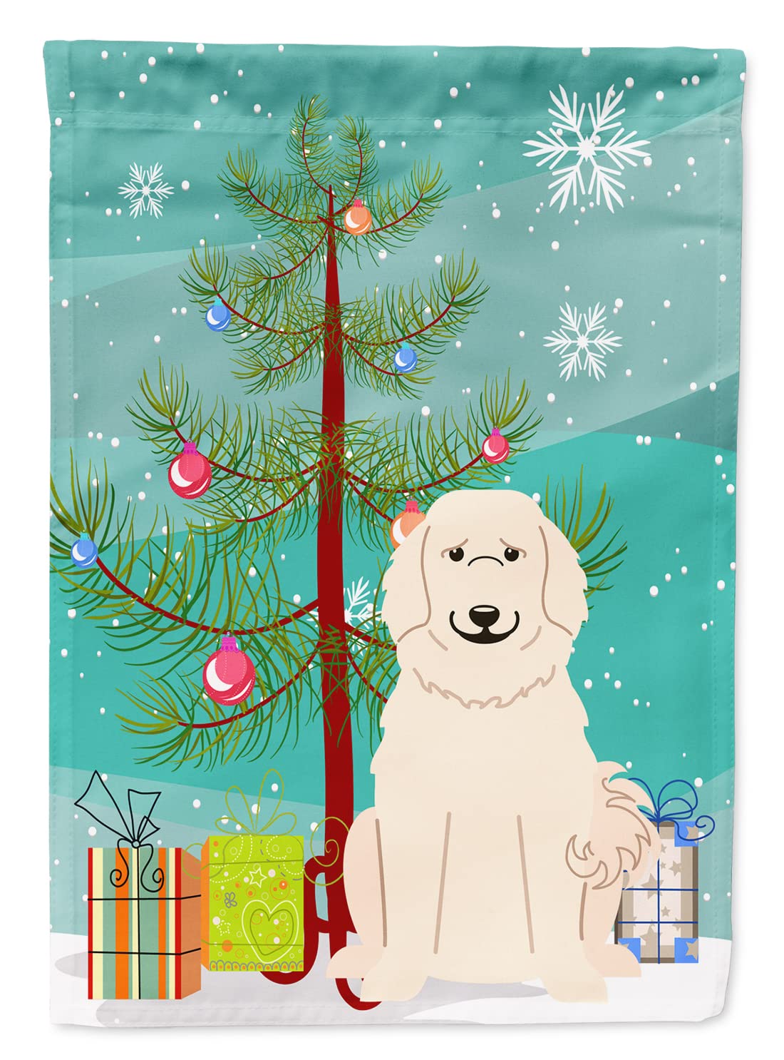 Drapeau de Noël Chien des Pyrénées grand format idée cadeau pour maison