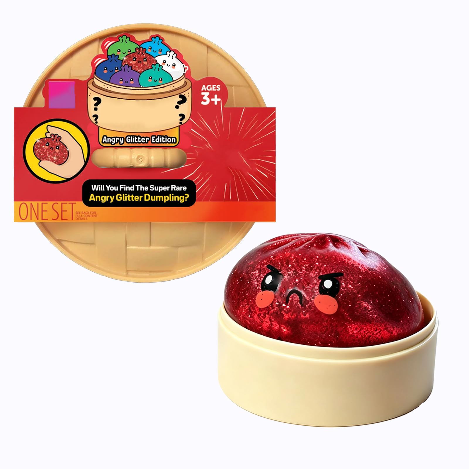 Angry Glitter Dumpling Stress‑Relief Squeeze, Steamed Bun Fidget for Stress