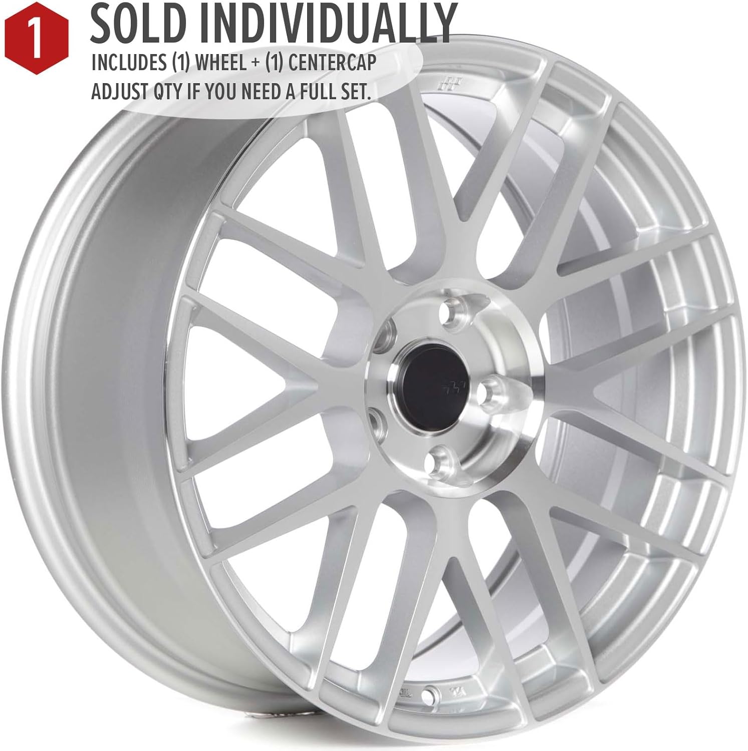 Circuit Performance CSF11 18x8" Gloss Silver/Machined Face 5x114.3 [+40mm] Wheel Compatible with Honda Accord, Civic, CRV, Toyota Camry Rav-4 etc