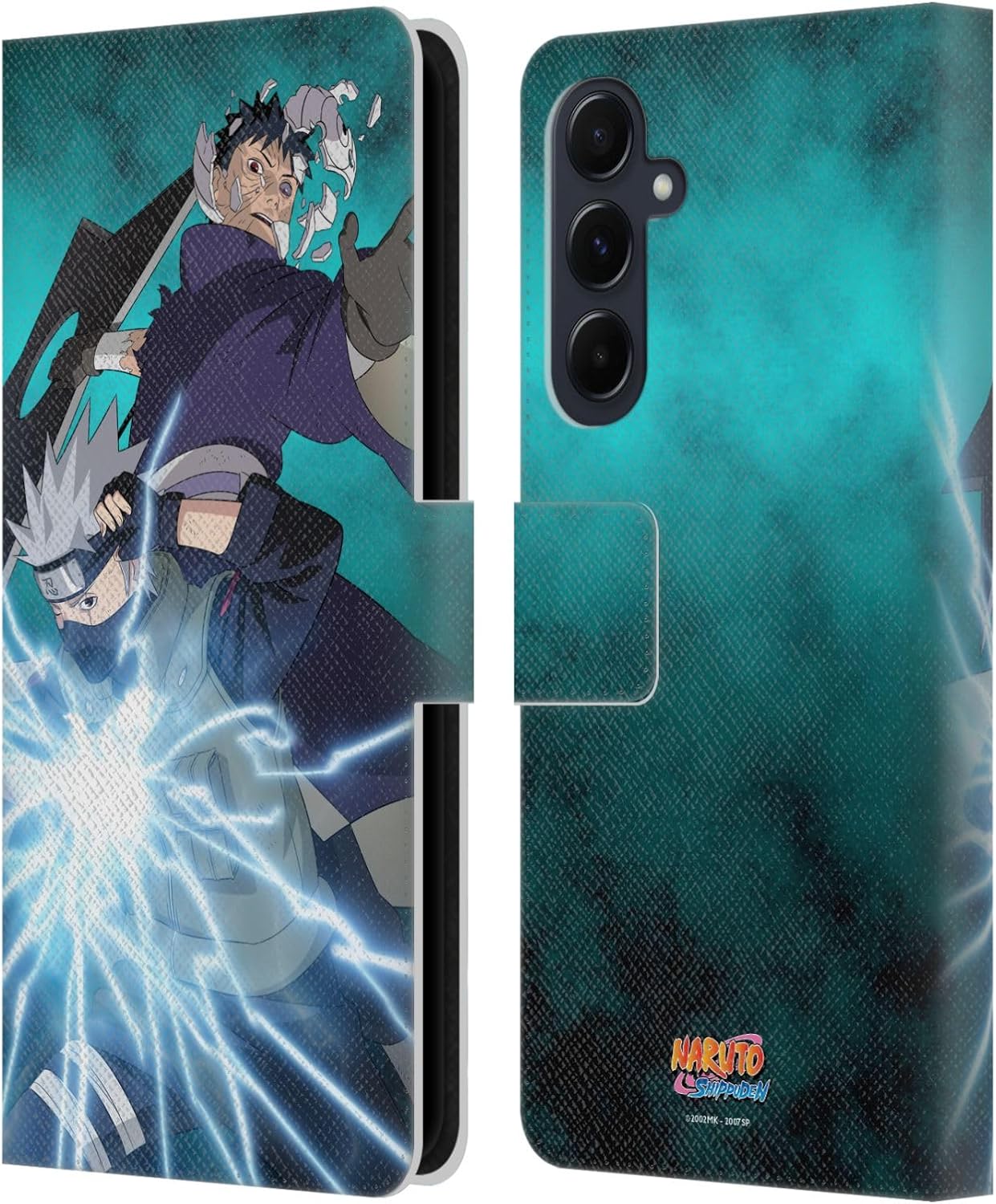 Head Case Designs Officially Licensed Naruto Shippuden Obito and Kakashi Key Art Leather Wallet Case Compatible with Samsung Galaxy A55 5G