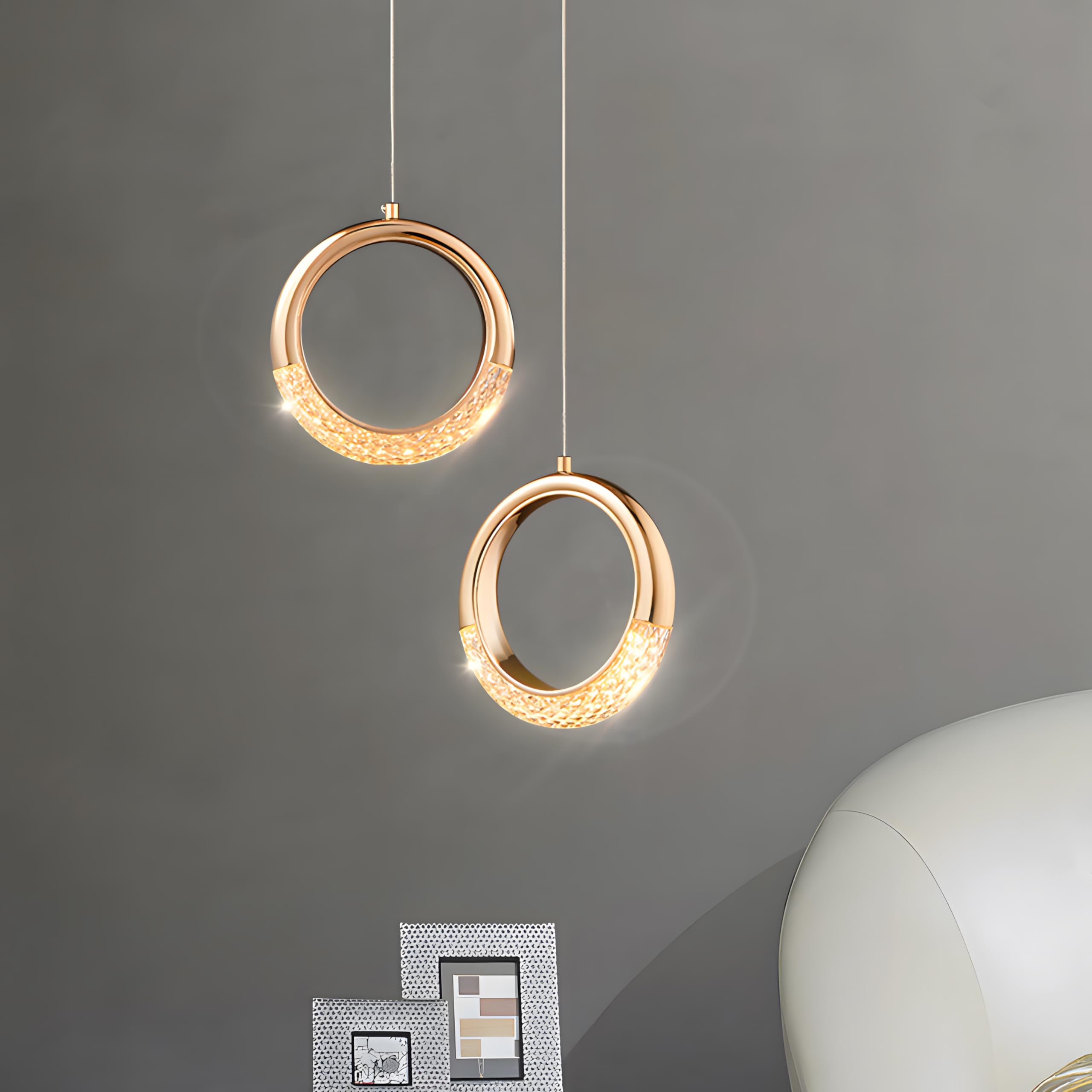 ZTWLEED 2 Pieza Lampara Colgante LED,5W Moderno Lampara Techo Colgante 3 Temperaturas Color 6400K/3800K/4500K AC 220V 180CM Lampara Colgante Techo Altura Ajustable para Sala de Estar Dormitorio