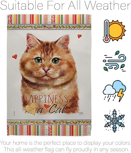 Miniatura 6 de Breeze Decor Juego de banderas de calicó para casa de jardín, diseño de gato y gatito maullido, piel de pata estropeada, mascota, naturaleza,