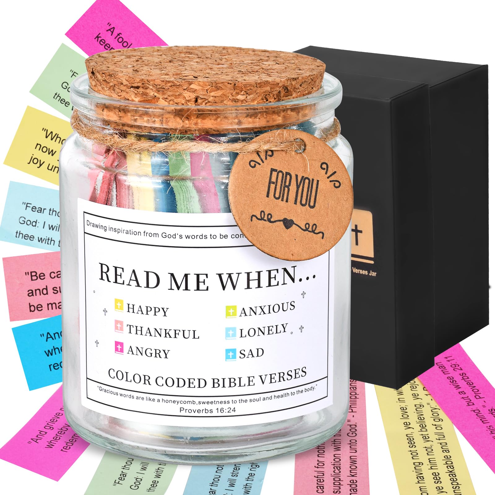Inspirational Bible Verse Jar - Christian Gifts for Women, Men, Mom, Dad, Sister, Friend - Christmas, Easter, Mother's Day, Thanksgiving Religious Gifts