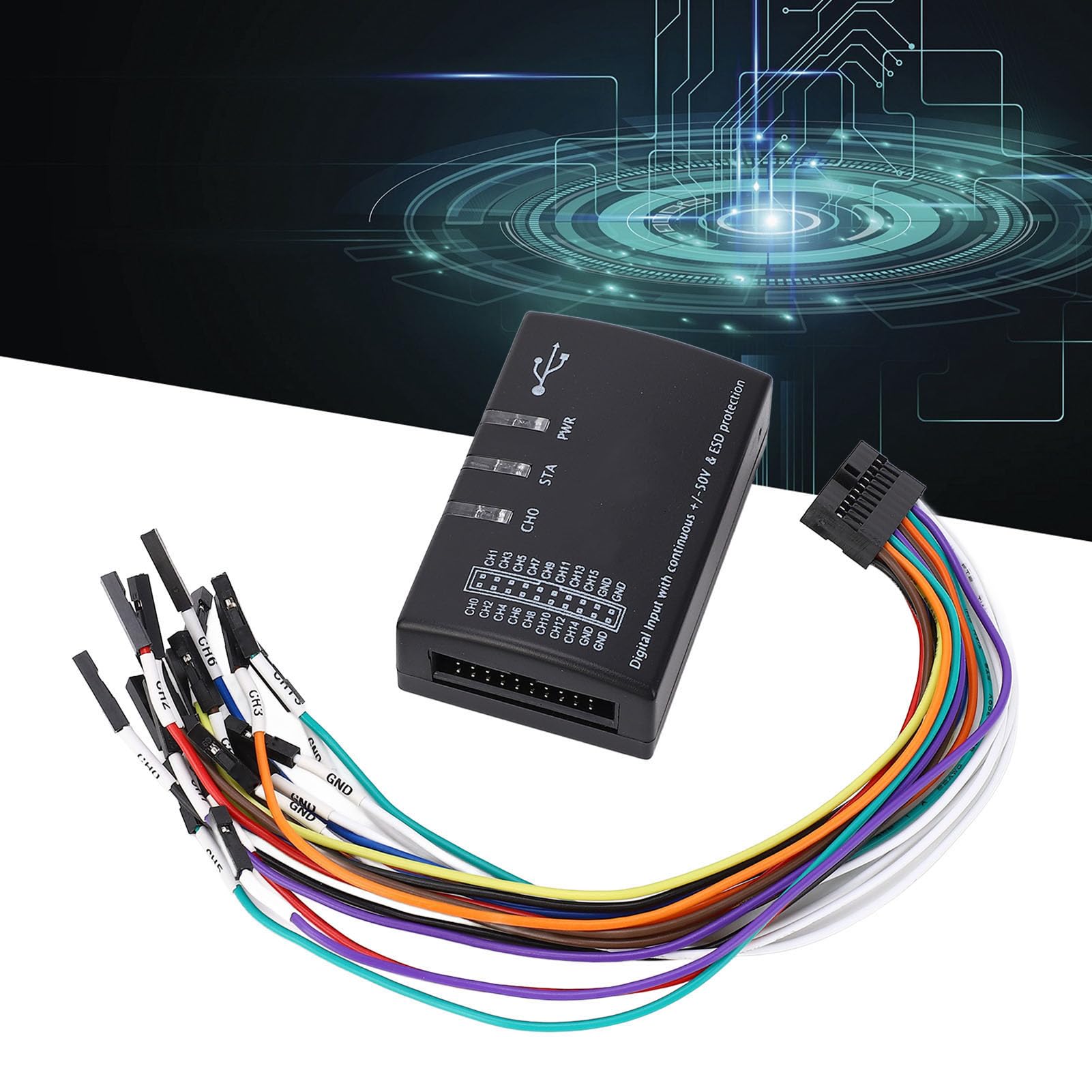 Analizador Lógico USB de 16 Canales, 100M Frecuencia de Muestreo, Material ABS, Soporte para SPI UART CAN JTAG, Herramienta de Depuración Electrónica