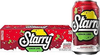 Starry Zero Sugar Cranberry Blizz Soda, Caffeine Free, 12 Fl Oz Cans (Pack of 12)